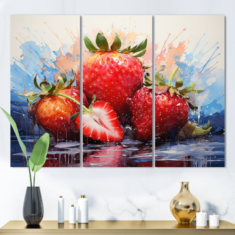 Ebern Designs Luscious Strawberries II Fruits Metal Wall Art Set